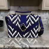 Jute checked net office bag with adjustable strap, free size. Casual sling purse for girls and women's. Made in India